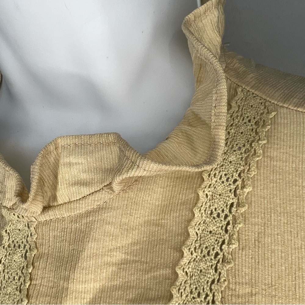 Peach puff beige ruffle lace dress BoHo style size small - Picture 9 of 14